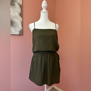 Flynn Skye solid olive green boho chic minimalist tank and skirt set NWT Small